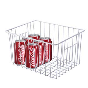 SANNO Refrigerator Freezer Baskets Freezer Wire Storage Basket, Refrigerator or Freezer OrganizerFood Storage Bin with Handles for Cabinets, Pantry, Closets, Bedrooms - Set of 2