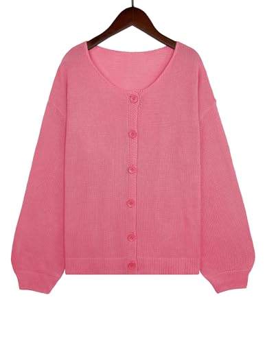 Image of Libsorge Womens Oversized Lightweight Sheer Button Cardigan Spring 2025 Trendy Solid Ribbed Knit Long Sleeve Thin Sweater