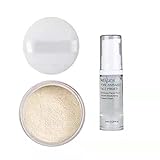 PHOERA Setting Powder and PHOERA Face Primer Makeup, Control Oil Brighten Skin Color Cover Blemish Whitening Face Setting Loose Powder（2 Pcs） (01 Translucent +makeup primer)