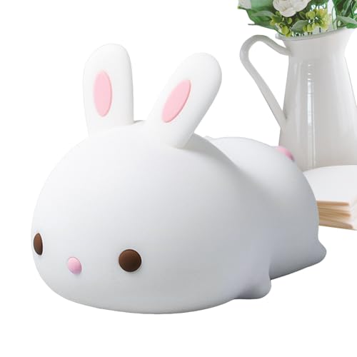 Générique Bunny - Lámpara de dormitorio infantil recargable con control táctil de silicona 1200 mAh USB 13 x 9 x 6,5 cm | Lámpara de mesita de noche suave y linda para dormitorio, pasillo, guardería,
