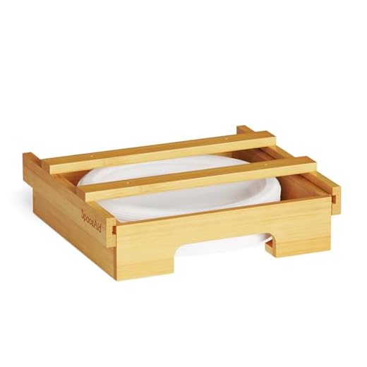 SpaceAid 10-inch Paper Plate Dispenser (Need 11.3 Inches Deep Cabinet Space) Under Cabinet Bamboo Plates Holder, Kitchen Vertical Dipensers Caddy, Bamboo
