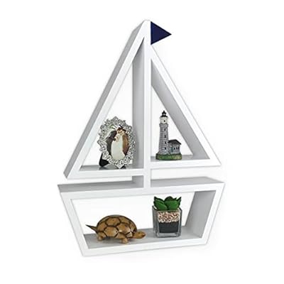 OllieAire Sailboat Shelf Beach Decor - Ocean, Lake, Sailing, Nautical Wall Decor Theme for Bathroom, Baby Boy Nursery… 31gXhG1I9mL. SS400