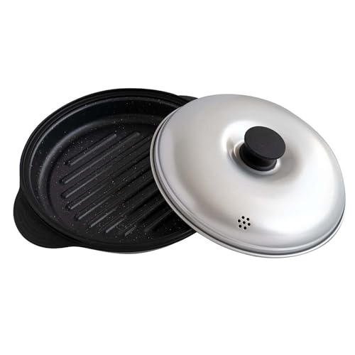 BWS 【テレビで話題】 レンジクック ピース (正規品) 電子レンジ専用調理器具 【焼き目が付く】 1台6役(焼く/炒める/蒸す/茹でる/炊く/煮る) レシピブック付き 実用新案取得技術 シルバー/ブラック MWCP-P1