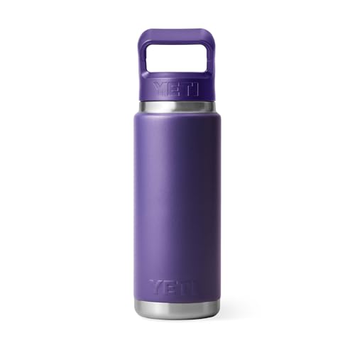 Image of YETI Rambler 26 oz Bottle, Vacuum Insulated, Stainless Steel with Color Matching Straw Cap