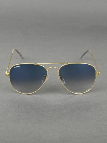 Image of GYNK Men's Aviator Sunglasses | Toughened Glass Lens | UV400 Protection | Lightweight Metal Frame Pilot Sunglasses for Driving, Travel, Outdoor Activities & Daily Wear