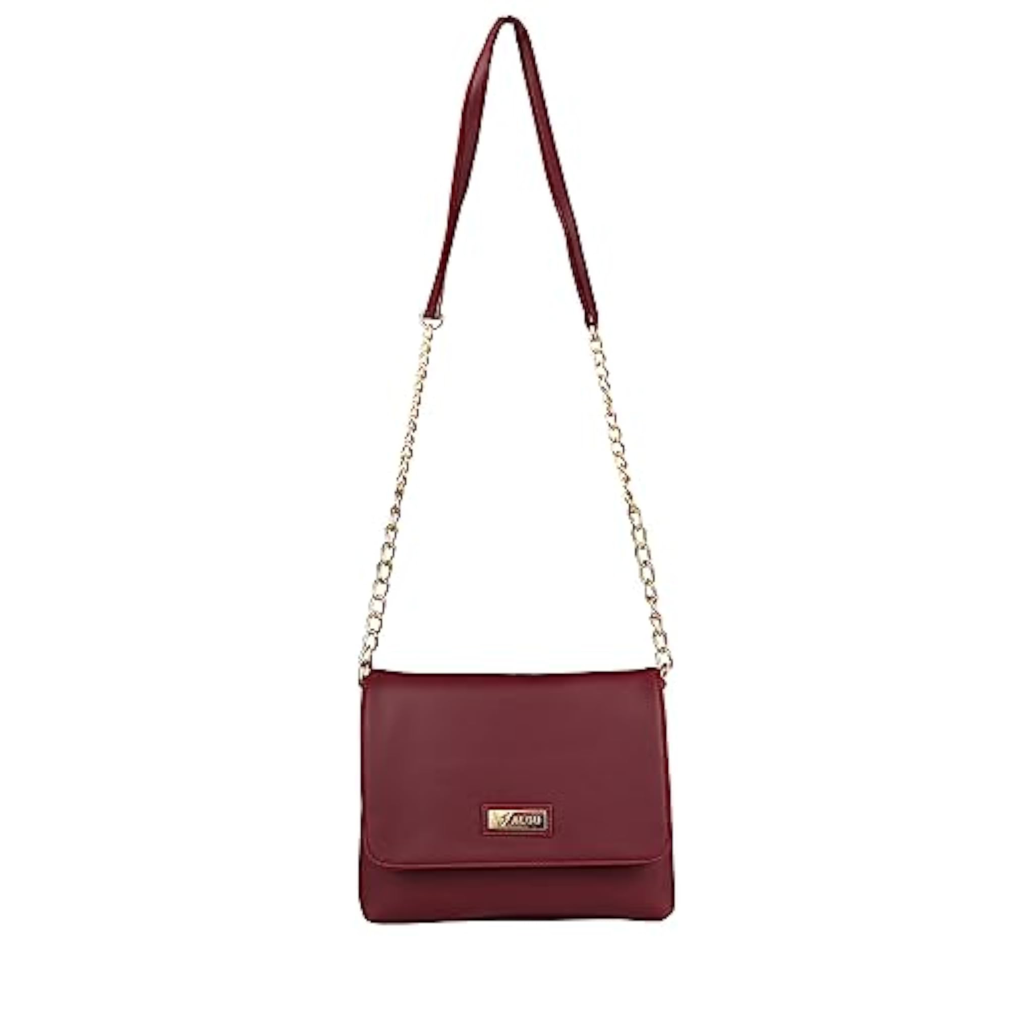 Women's Maroon Trendy Sling Bag, Metallic Straps