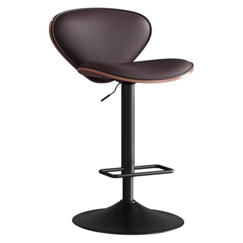 GIZNXBA Taburetes De Bar Giratorios Sillas De Bar Altas Modernas con Reposapiés Taburetes Tapizados Ajustables con Respaldo para Comedor, Isla De Cocina(Bruin)
