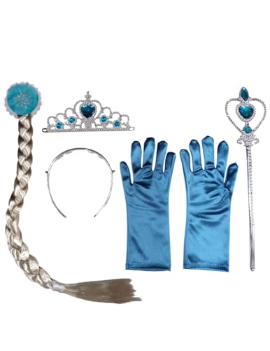 Image of BookMyCostume Plastic Queen Accessory Set With Gloves Fairy Tale Fancy Dress Accessory for Kids, Blue