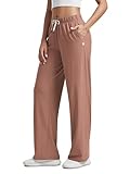 ODODOS Women's Straight Leg Pants Ultra Soft Stratum Tech Relaxed Casual Pajama Lounge Pants with Pockets-29 Inseam, Tamarind Heather, Medium