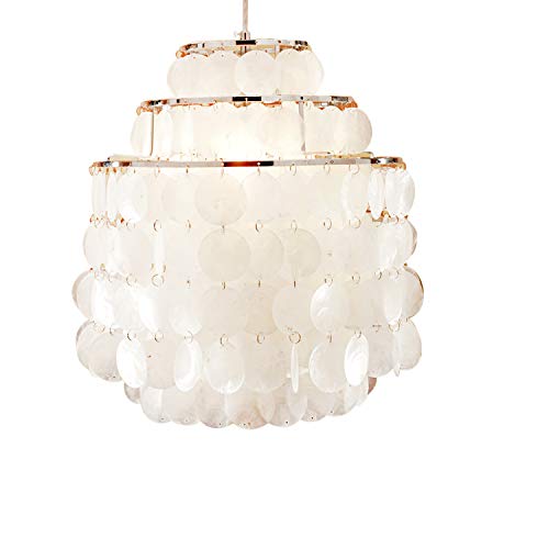 Aero Snail Round 3-Light Chandelier with Natural White Capiz Seashells Pendant Lamp DIY Shell Length (Shells Coming Pre-Connected) - Image 2