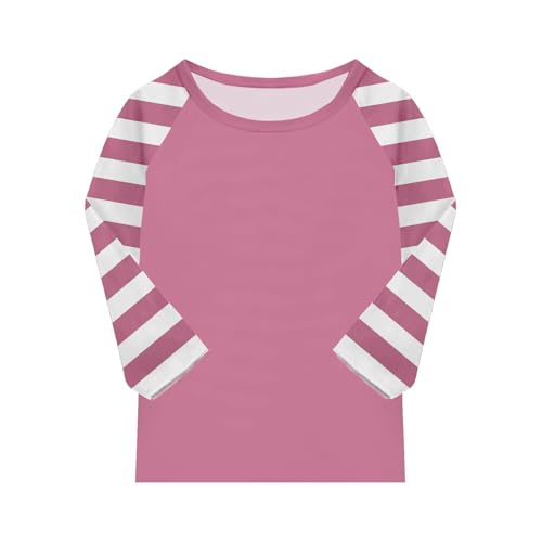 Girls Raglan 3/4 Sleeve T-Shirt Soft Casual Crew Neck Gradient Top Comfortable Tee for Kids3