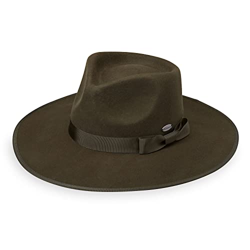 Women's Sloan Fedora - Upf 50+ Sun Protection - 100% Wool Felt - Adjustable - Olive - Medium #TOP5