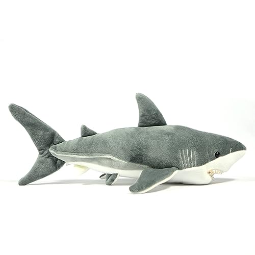 Lilizzhoumax Superbe requin blanc en peluche réaliste, 63 cm, mignon et doux, jouet de décoration intérieure, cadeau pour amis et enfants