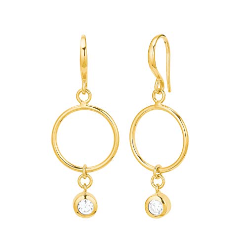 Preisvergleich Produktbild amor Ohrring für Damen, Kreis-Design, Silber 925 vergoldet