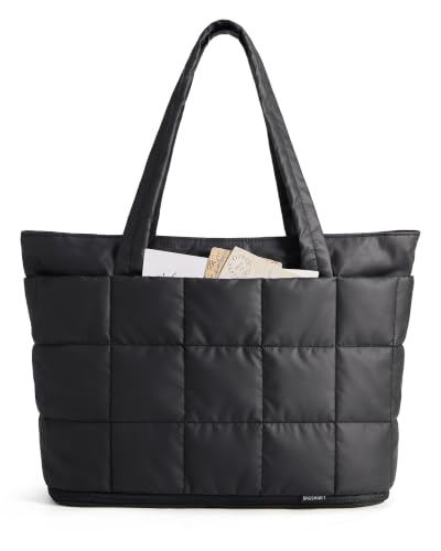 Image of BAGSMART Expandable Tote Bag for Women, Puffer Work Tote Travel Bag | Quilted Carry On Bag for Travel Work Gym College, Waterproof Travel essentials