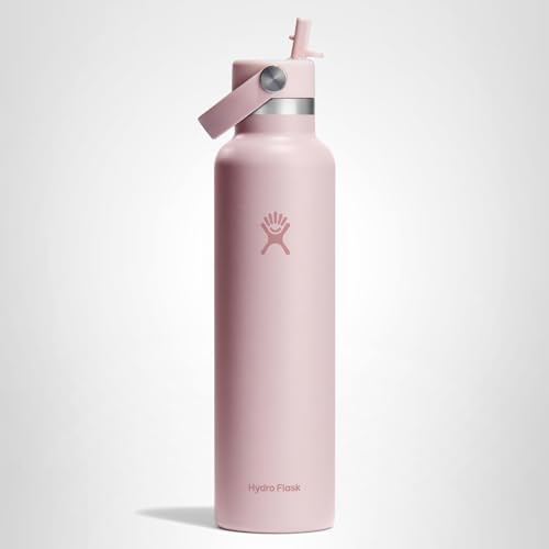 Hydro Flask Water Bottle - Insulated Stainless Steel - Straw Lid, Non Spill, Leakproof 24 Oz Trillium Pink