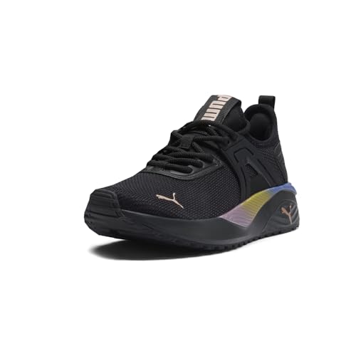 Image of PUMA Kids Girls Pacer 23 Rainbow Road Lace Up Sneakers Shoes Casual - Black