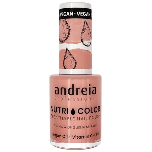 Andreia Professional NutriColor Breathable Nail Polish - Vegan and Cruelty-Free DIY Nail Art Nail Polish with Long Lasting Gloss Finish Colour NC7 Pink 10.5ml