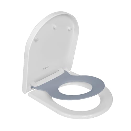 TODOT Abattant WC Familial Forme en D, Lunette de Toilette avec Siège Enfant Magnétique, Frein de Chute et Charnière Réglable, Siège de Toilette pour...