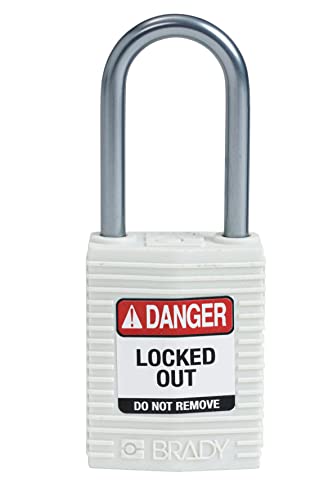 Image of Brady CPT-WHT-38AL-KD6PK SafeKey Padlock, White, 3.0 in H x 1.25 in W x 0.75 in D