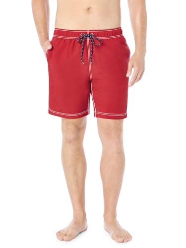 Nautica Men's Standard Solid Quick Dry Classic Logo Swim Trunk, Nautica Red, Large