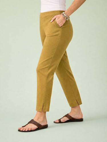 Image of KOTTY Women's Solid Straight Fit Ankle-Length Pants with Elastic Waist and Comfortable Stretch Fabric