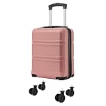 Kono 15 Inch Ryanair 40x30x20 Carry On Hand Luggage, Lightweight Hard Shell Cabin Bag, Small Suitcase with 4 Spinner Wheels (Nude/Black)