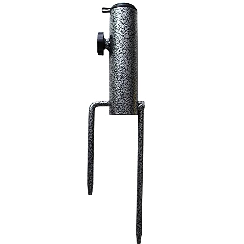 AMMSUN Patio Umbrella Steel Anchor Beach Umbrella Heavy Duty Metal Ground Grass Auger Holder Stands with Two Forks Ideal for Use in Soil Black