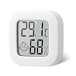 flintronic 1pc Room Thermometer Hygrometer Indoor, Mini Digital Temperature Humidity Meter Gauge, Accurate Hygrometer with Clear LCD Display and Face Icons for Home Baby,Office,Garden(with Battery)