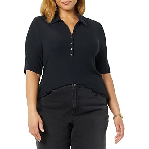 Daily Ritual Women's Fine Rib Polo, Black, L Cover