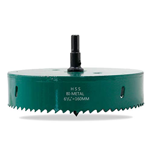 Image of 160mm /6.3 inch Hole Saw BI-Metal Heavy Duty Hole Cutter for Wood Cornhole Boards Plastic Drywall Fiberboard (6 1 /4 Inch Hole Saw)