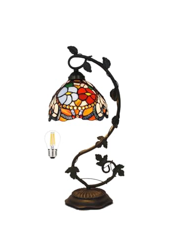 Bidesen 8' Home Supplies Lámpara de mesita de noche Tiffany vintage hecha a mano de vidrio tintado para sala de estar, dormitorio y pantalla (tamaño: 8 pulgadas, color: D)