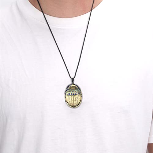Moon Necklace Egyptian Scarab Compass Pendant With Vintage Leather Cord Men's Costume Jewelry Accessory2