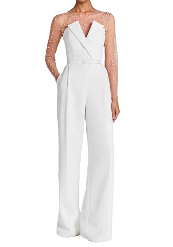 LETSVDO Women's Elegant Strapless Jumpsuit Dressy Sleeveless Wide Leg Tube Top Formal Wedding Cocktail Party Rompers Outfits