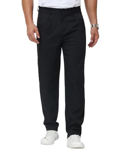 LVCBL Chino Hosen Herren Anzughose Herren Chinohose Baumwolle Stretchhose mit Passform Schwarz L