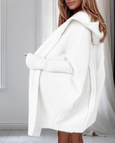 Knitted Hooded Sweater for Womens Casual Open Front Cardigan Winter Sweater Batwing Sleeve Long Sweater Coats2