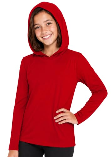 Image of Shirts for Girls Long Sleeve Crew Neck Top, Hoodie or 3 /4 Sleeve Soft Stretch Kids Lightweight Size 2-16
