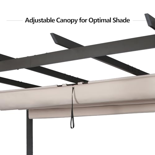 Ulax-Furniture-Outdoor-10×13-Extra-Large-Aluminum-Pergola-with-Sun-Shade-Gazebo-Beige-Canopy-UV-Resistant-Fabric Ulax Furniture Outdoor 10×13 Extra Large Aluminum Pergola with Sun Shade Gazebo Beige Canopy UV Resistant Fabric