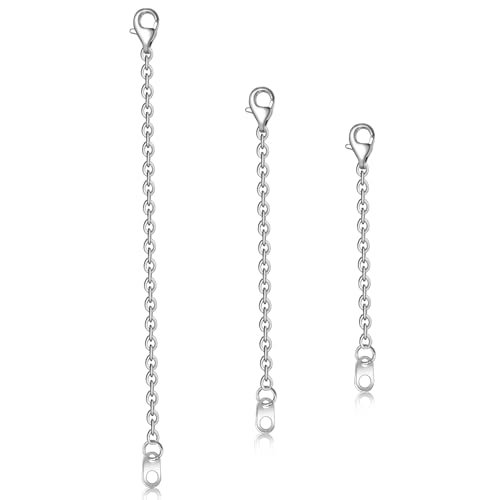 Necklace Extender, 3 PCS Silver Plated Alloy Chain Extenders Jewelry Extenders with Lobster Claw Clasp, 2/3/4 inch Chain Extension for Necklaces Braclets Anklets, Jewelry Making Supplies for Women