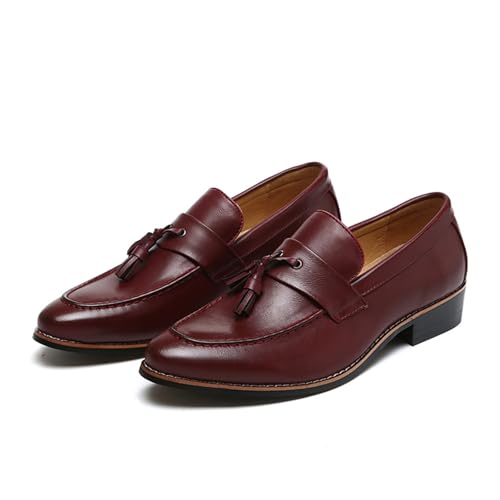 Dress Shoes for Men Men's Leather Casual Shoes Flat Tassel Slip-On Dress Loafers for Weddings Formal Events