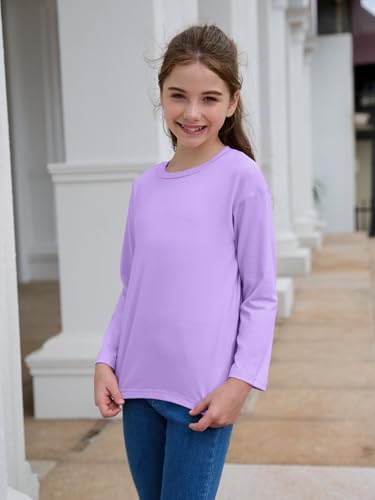 Girls Long Sleeve T Shirts Kids Plain Tops Basic Crewneck Tees 5-14 Years3