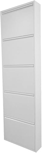 Bissolo Casa Scarpiera 5 Ribalte Modello Berry 50 X 15 X H. 169 in Metallo Colore Bianco