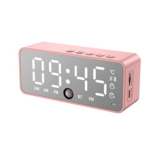 LED-Spiegel Digitaler Wecker Bluetooth-Lautsprecher Digitaler Schlummer Tischuhr Gehäusesensor Elektronische Zeit Temperaturanzeige Home Clock,
