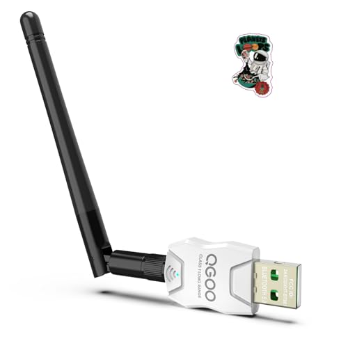 Class 1 Long Range Bluetooth Adapter for PC, QGOO USB Bluetooth Adapter for PC 5.3+EDR, Bluetooth Dongle Bluetooth Receiver Support Windows10/8.1/8/7?white-190?