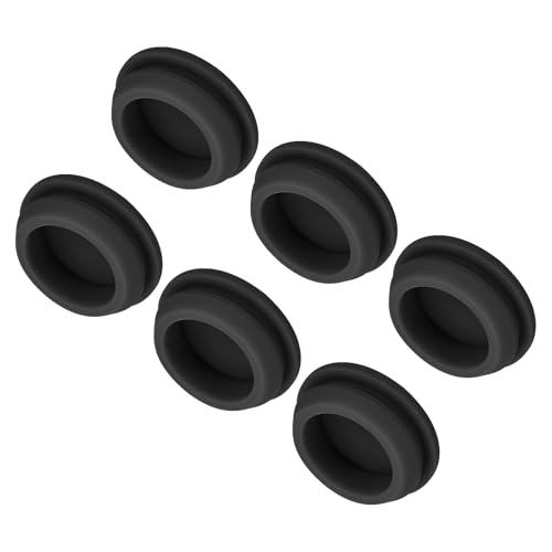 uxcell 6個 シリコンスナップインロッキングホールプラグ 24mm/0.9"取り付け直径2.5mmの狭い溝幅パネルシールカバーラウンド キッチンのバルクヘッド用防水シーリングプラグ黒