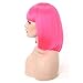 Rosastar Short Bob Hot Pink Wig with Bangs Women's Straight Synthetic Hair Wigs for Halloween Comic-con Costume Anime Cosplay Party