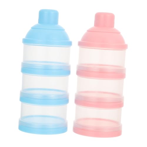 HOMOBABE 2個大容量三ベビー粉ミルク保存容器 軽量スナック収納ボックス 携帯用お出かけ離乳食ケース 粉色 青色