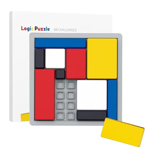 XKrmp Creative ​Geometric Blocks​ Game with ​Storage Tray, ​3D Logic IQ​ Training, ​Montessori STEM​ Educational Toys for All Ages, with ​88 Challenges​ and ​Colorful Shape Patterns (1Pc)