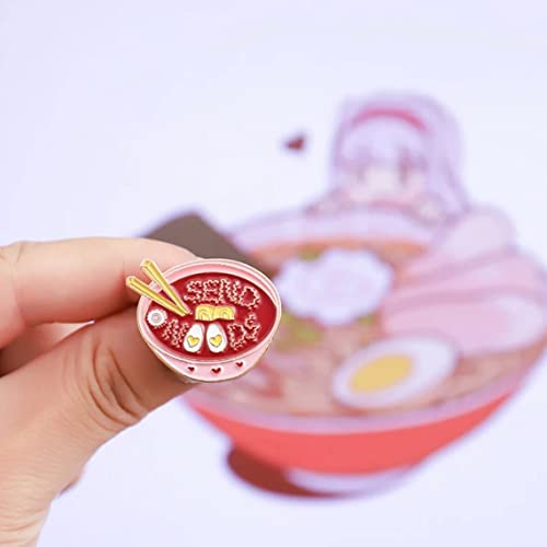 Image of Set of 2 Ramen Nood Enamel Pins for Bags, Jackets, Hats & Tops - Ramen Fashion Accessory Japanese Foods Tonkotsu Ramen Brooches