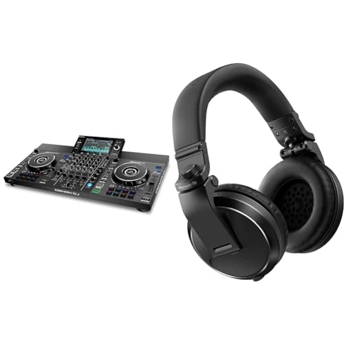 Denon DJ SC LIVE 4   Controlador DJ autónomo, mezclador 4 canales, streaming de Amazon Music, WiFi, altavoces, compatible con Serato DJ y Virtual DJ & Pioneer DJ HDJ X5 K Auriculares para DJ Negro